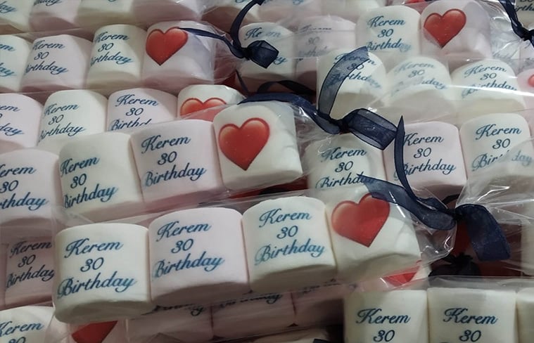 Baskılı Marşmelov, logolu marşmelov, baskılı marshmallow, logolu marshmallow